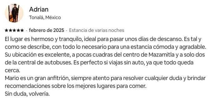Comentarios Renta de Cabaña Lunamielera Capulin